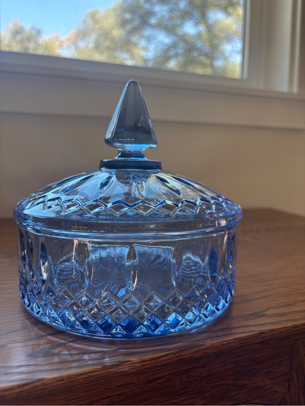Vintage Indiana Glass Blue Covered Candy Dish